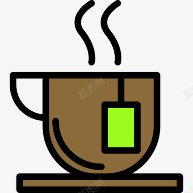 茶杯食物87线颜色图标图标