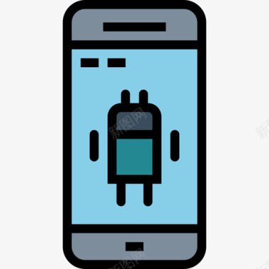 安卓手机和电话线性颜色图标图标