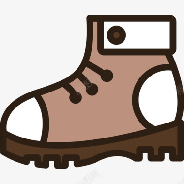 靴子徒步旅行6线性颜色图标图标