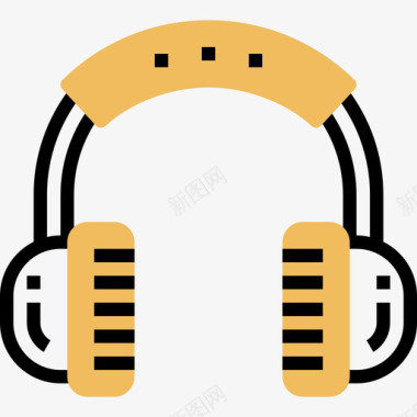 耳机技术设备2黄色阴影图标图标
