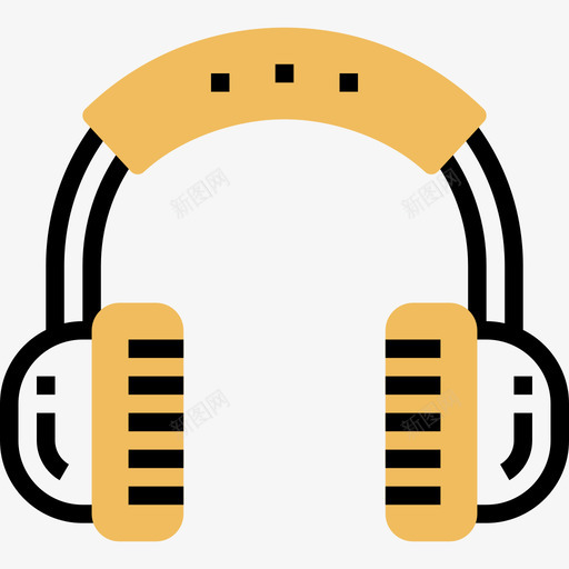 耳机技术设备2黄色阴影图标svg_新图网 https://ixintu.com 技术设备2 耳机 黄色阴影