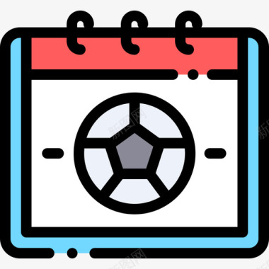 日历足球17线性颜色图标图标