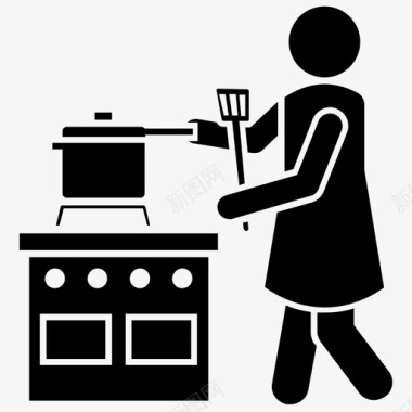 家庭厨房烹饪区域烹饪单元图标图标