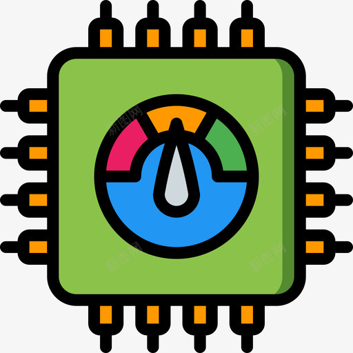 Cpu网络性能5线性颜色图标svg_新图网 https://ixintu.com Cpu 线性颜色 网络性能5