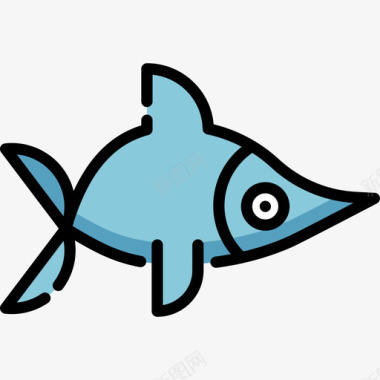 旗鱼海洋生物15线形颜色图标图标