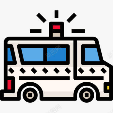 救护车医疗保健10线性颜色图标图标
