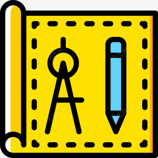 蓝图建筑6黄色图标svg_新图网 https://ixintu.com 建筑6 蓝图 黄色