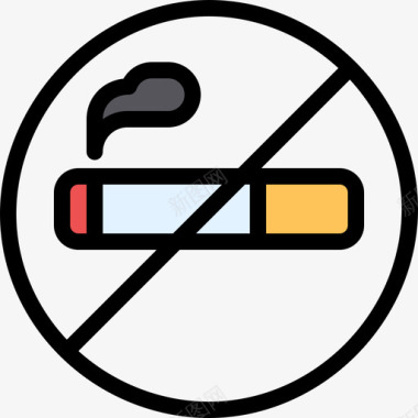 禁止吸烟医疗保健8线性颜色图标图标