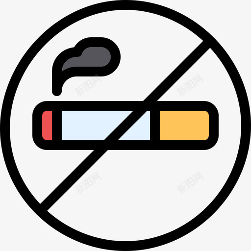 禁止吸烟医疗保健8线性颜色图标svg_新图网 https://ixintu.com 医疗保健8 禁止吸烟 线性颜色