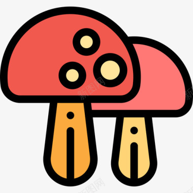 蘑菇野餐10线形颜色图标图标