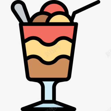 冰淇淋饮料5原色图标图标