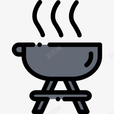 烤架烧烤4线性颜色图标图标