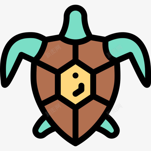 海龟海洋生物22线形颜色图标svg_新图网 https://ixintu.com 海洋生物22 海龟 线形颜色