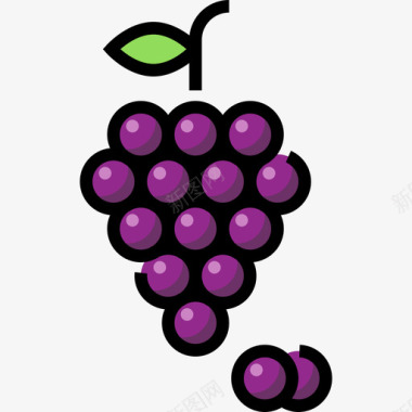 葡萄夏季食品饮料4线性颜色图标图标