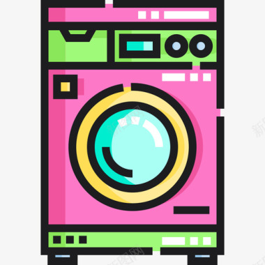 洗衣机厨房工具12线性颜色图标图标