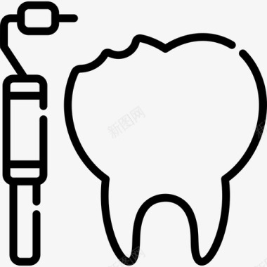 钻头牙科护理8线性图标图标