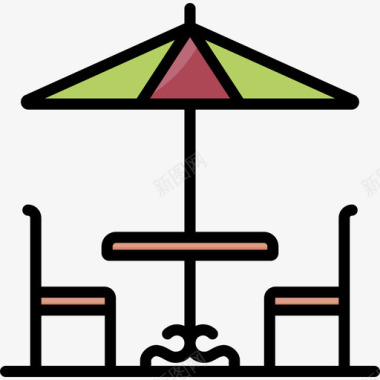 座位烧烤16线性颜色图标图标
