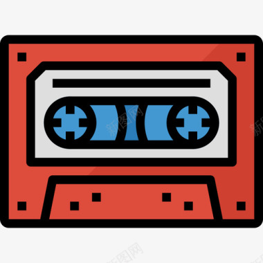 盒式磁带音乐和多媒体2线性彩色图标图标
