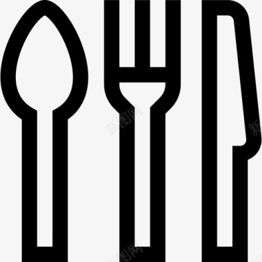 餐具94号酒店线性图标图标