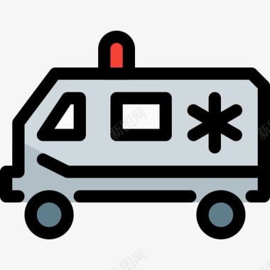 救护车医疗保健4线性颜色图标图标