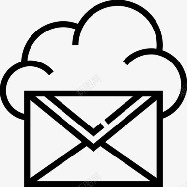 电子邮件云服务2线性图标图标