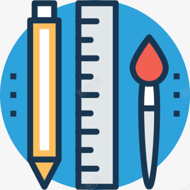 艺术教育76线条色彩图标图标