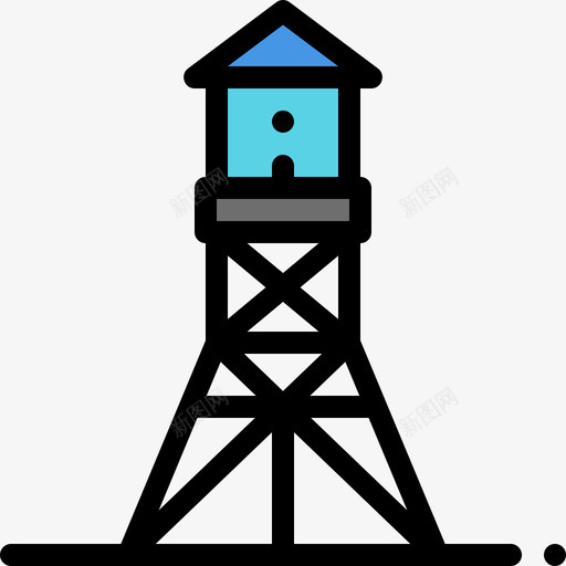 水塔在村里6号线状色彩图标svg_新图网 https://ixintu.com 在村里6号 手绘水塔 水塔 线状色彩