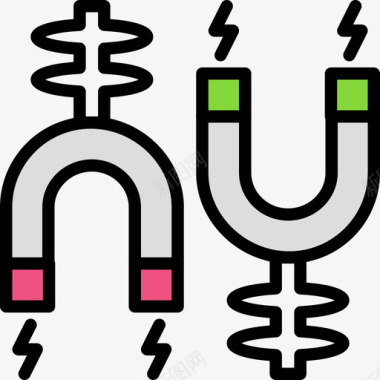 磁铁科学34线性颜色图标图标
