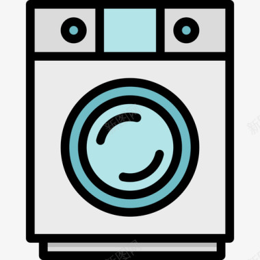 洗衣机清洁28线性颜色图标图标
