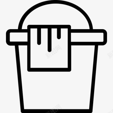 桶清洁3线性图标图标