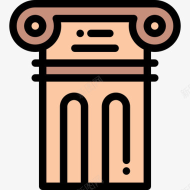 希腊柱建筑线条色彩图标图标