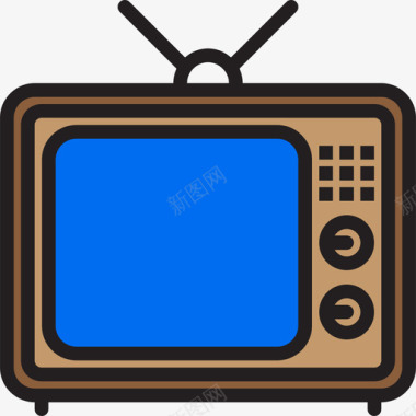电视设备6线性彩色图标图标
