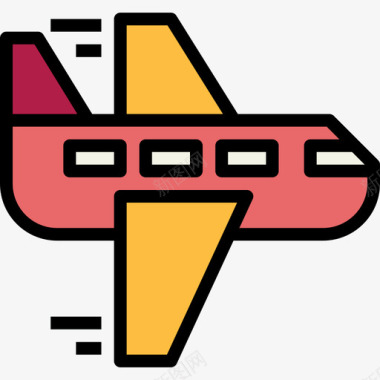 飞机物流配送9线颜色图标图标