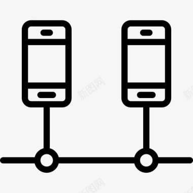 连接计算机网络和数据库线性图标图标