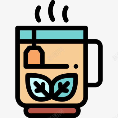 茶咖啡店39线性颜色图标图标