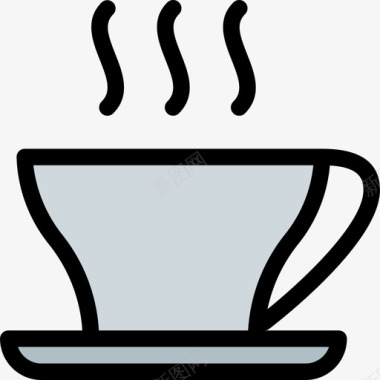 热咖啡饮料7线性颜色图标图标