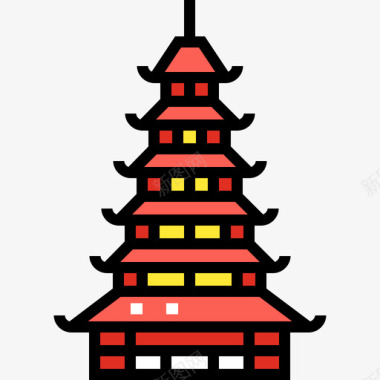 宝塔中国18号线形颜色图标图标