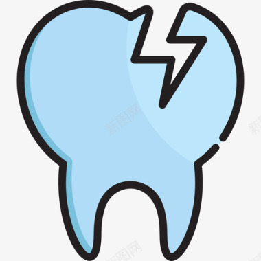 断牙牙齿护理7线状颜色图标图标