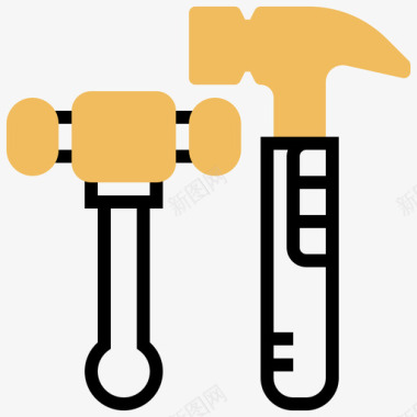 锤击工具施工工具9黄影图标图标