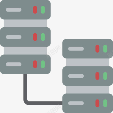 服务器网络和数据库12扁平图标图标