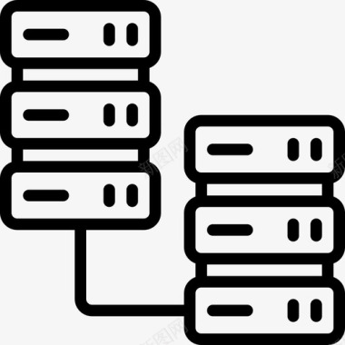 服务器网络和数据库13线性图标图标