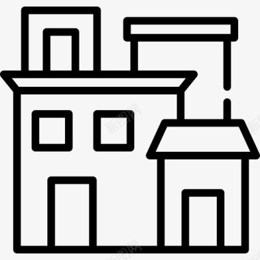 贫民区房屋类型3线性图标图标