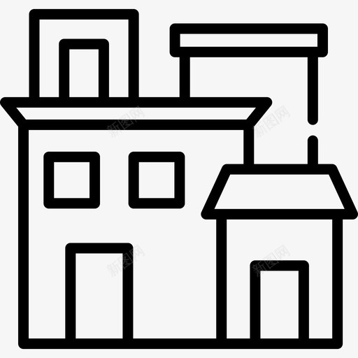 贫民区房屋类型3线性图标svg_新图网 https://ixintu.com 房屋类型3 线性 贫民区