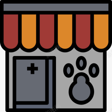 宠物店宠物店35线性颜色图标图标
