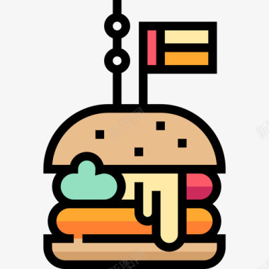 汉堡快餐34原色图标图标