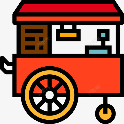 食品车马戏团和游乐园线性颜色图标svg_新图网 https://ixintu.com 线性颜色 食品车 马戏团和游乐园