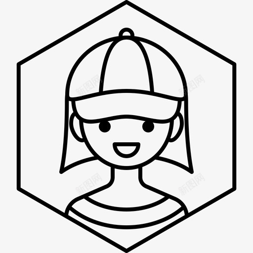 女孩化身帽子图标svg_新图网 https://ixintu.com 侧面 六边形化身 化身 女人 女孩 帽子