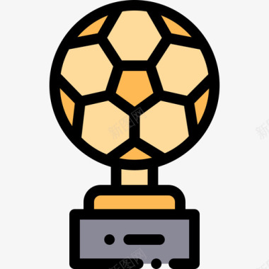 奖杯足球17线性颜色图标图标