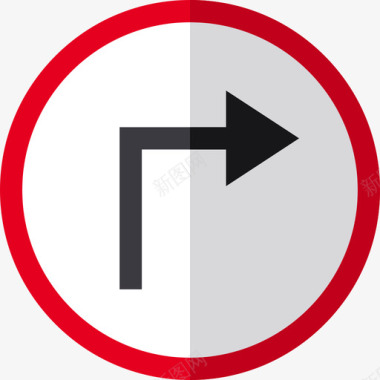右转4号交通标志平坦图标图标