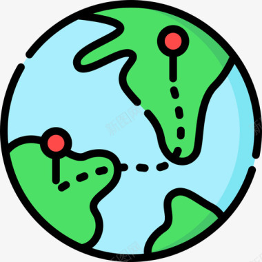地球仪导航地图2线性颜色图标图标